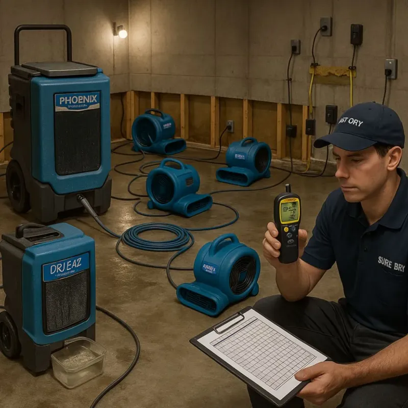 Structural Drying and Dehumidification process in Montgomery County, NC